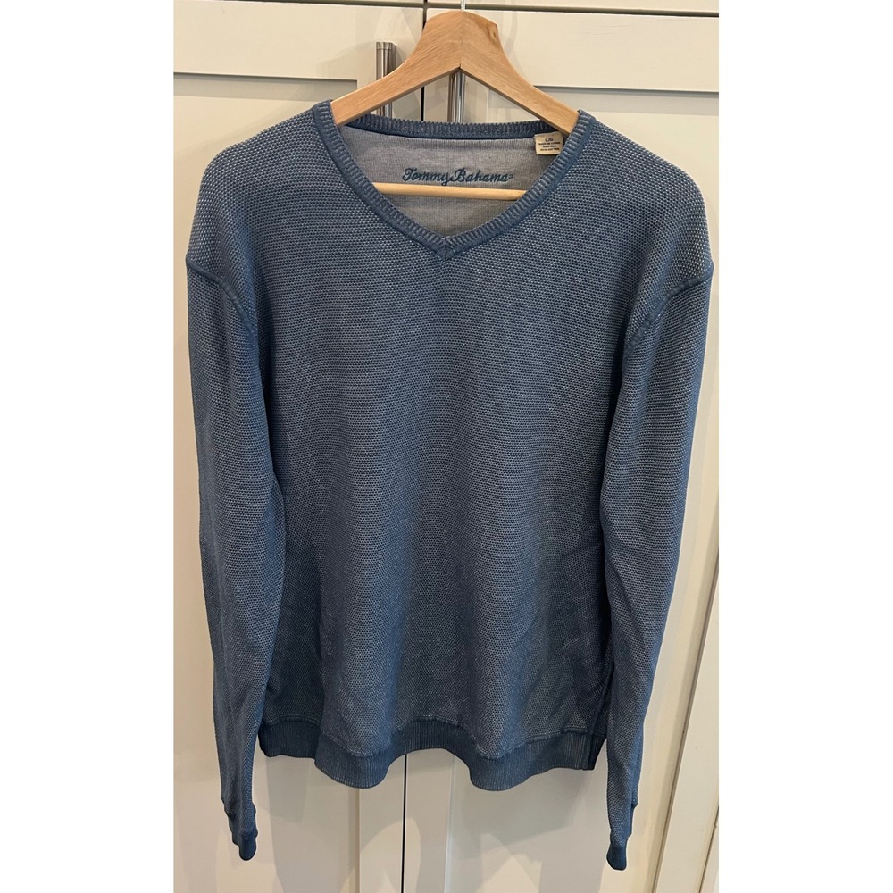 Tommy Bahama silk cotton L v neck sweater Old‎ Money Preppy Elevated Staples